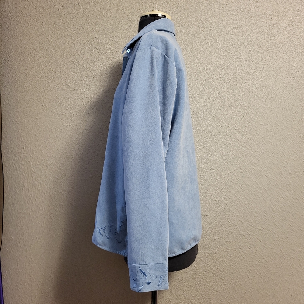 (relativity) Blue Brushed Longsleeve Button-Up Top Size Large - Picture 2 of 12